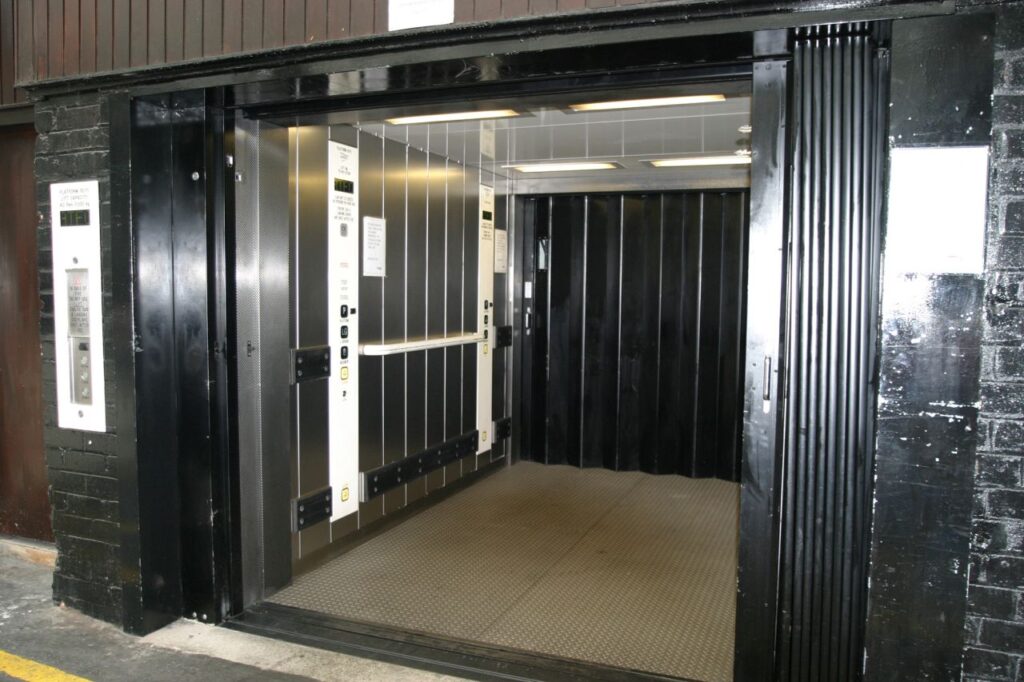 Total refurbishment of 2 traction-drive passenger goods lifts for Network Rail.