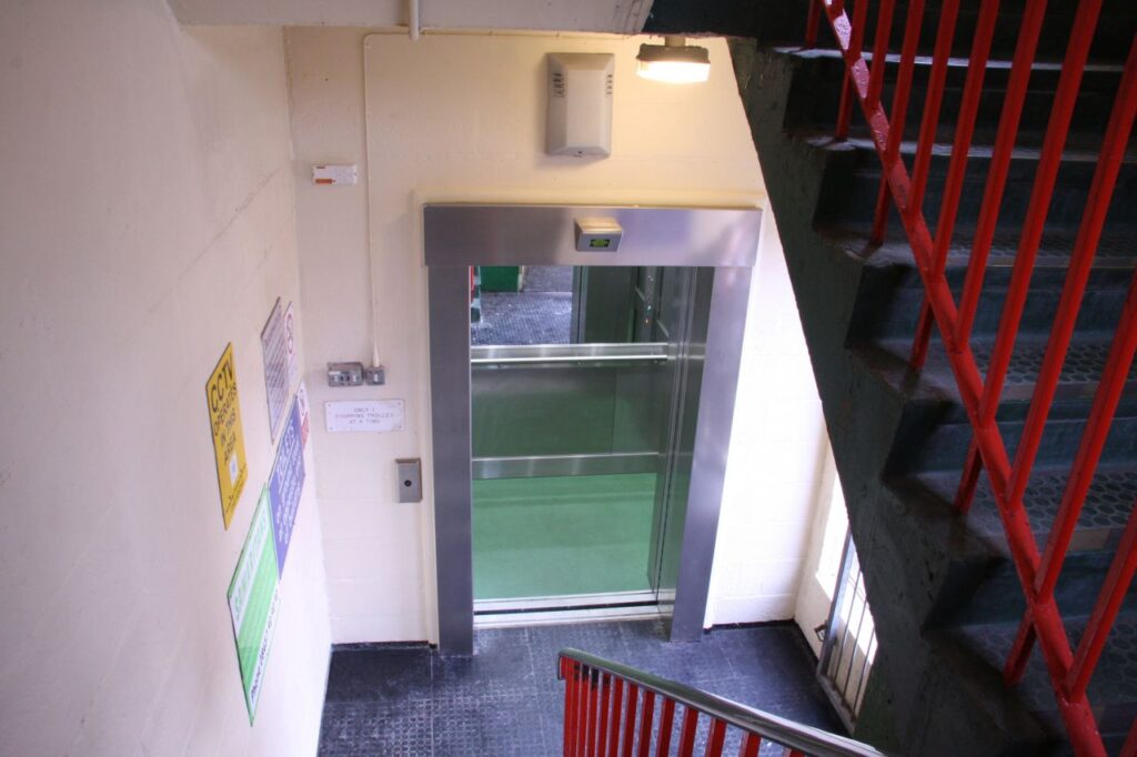 Complementing traditional stair access.