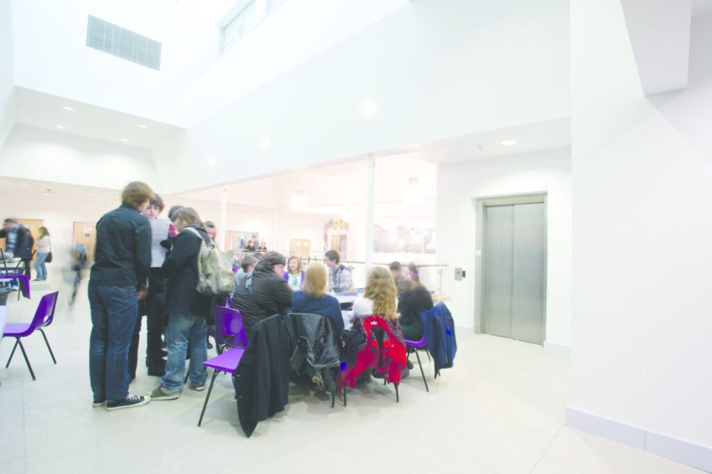 Humanities, Geography, Maths. Food Technology, Graphics, C.D.T., I.C.T., Sciences and English Library and offices.