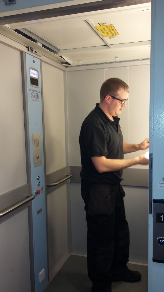 Stannah Field Service Engineer Richard Gascoyne working on a Piccolo lift