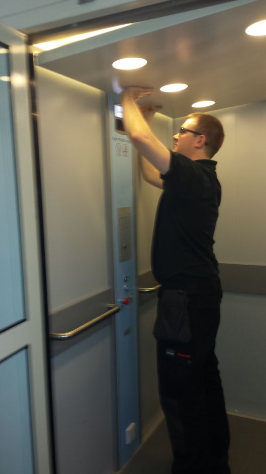 Stannah Field Service Engineer Richard Gascoyne working on a Piccolo lift