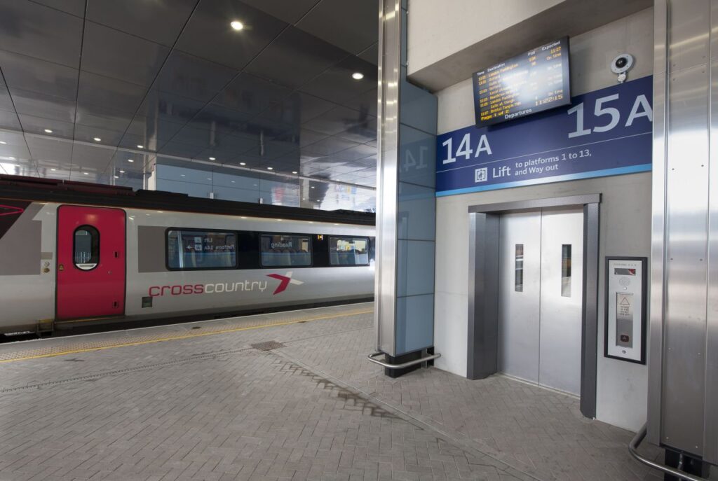 Stannah passenger lift at a rail station