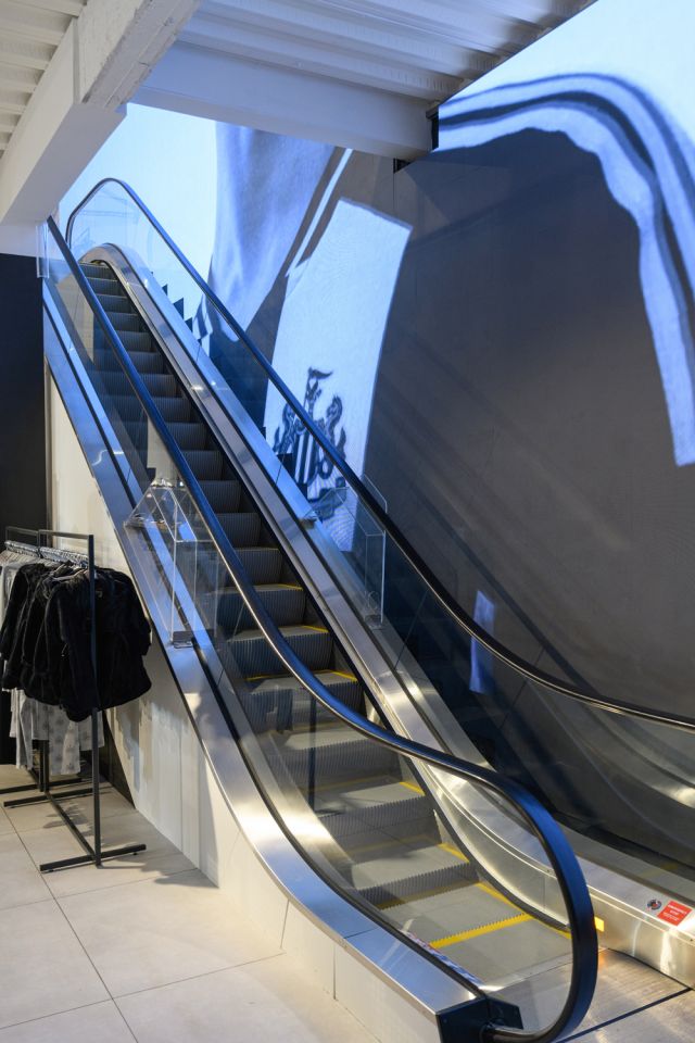 View of escalators at new store at St James' Park