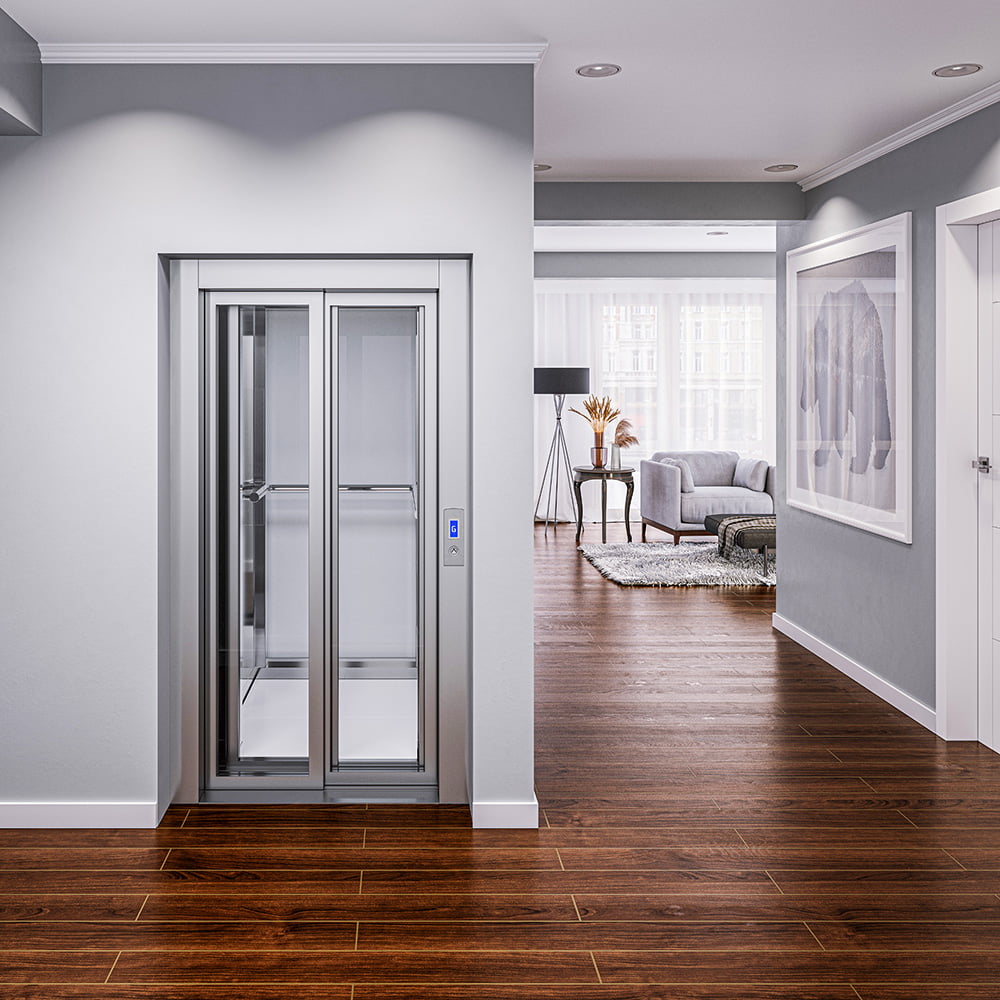 Midilift CLS with glass landing doors.