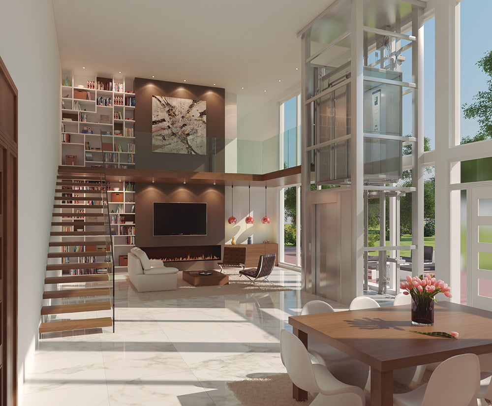 Midilift CLS panoramic glass lift car.