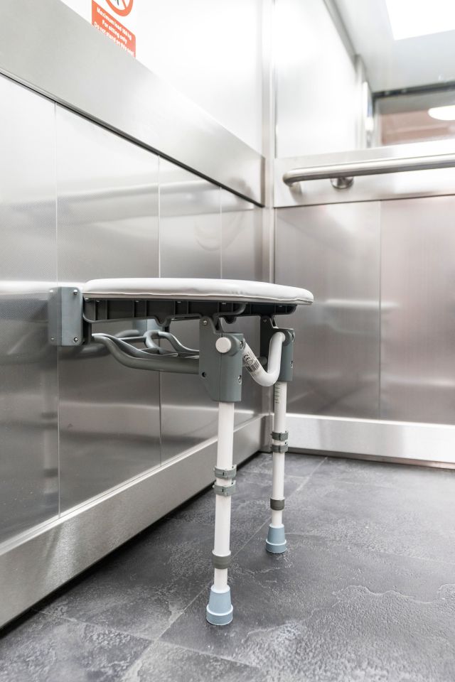 An optional fold-down seat allows passengers to sit