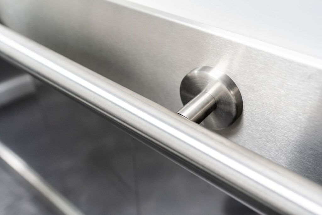 A simple yet stylish handrail provides support and stability for Yeomanry residents