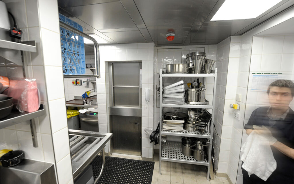 Double-decker Microlift in kitchen environment.