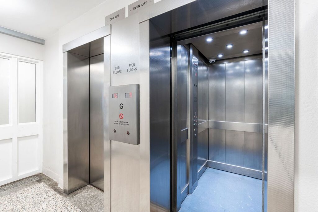One lift serves the odd-numbered floors, while the other serves the even-numbered floors