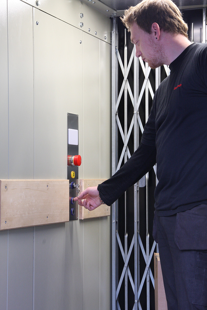 Lift car controls in goods attendant model