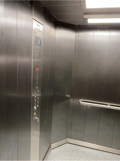 The project used BIM to ensure both lift car spaces were maximised in such a tight space