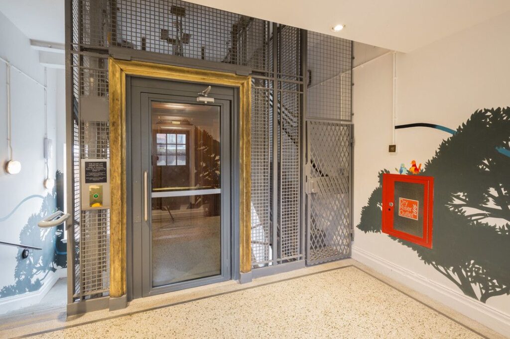 Glass-panel entrance doors at all floors...