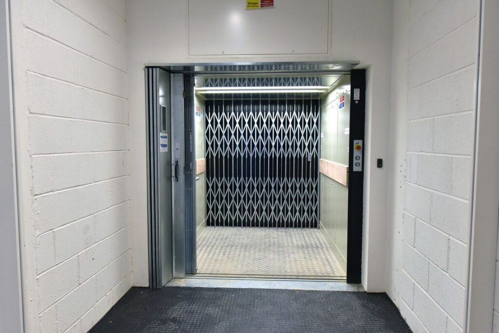 Stannah Goodsmaster 1000 CD Plus goods attendant lift in the revamped Kings House office building in Central London