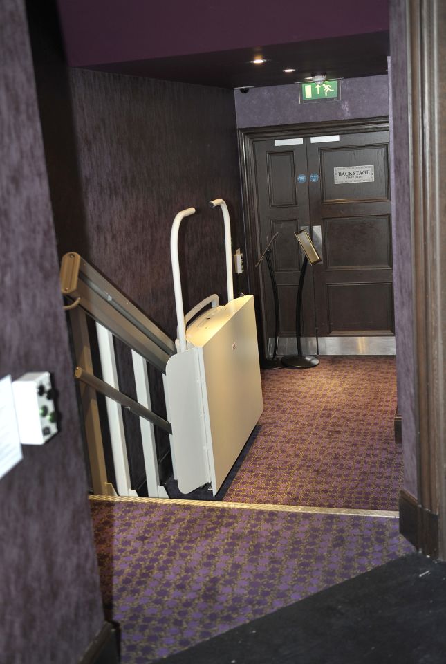 A Stairiser wheelchair platform lift helps wheelchair-users reach the Top Deck poker suite.