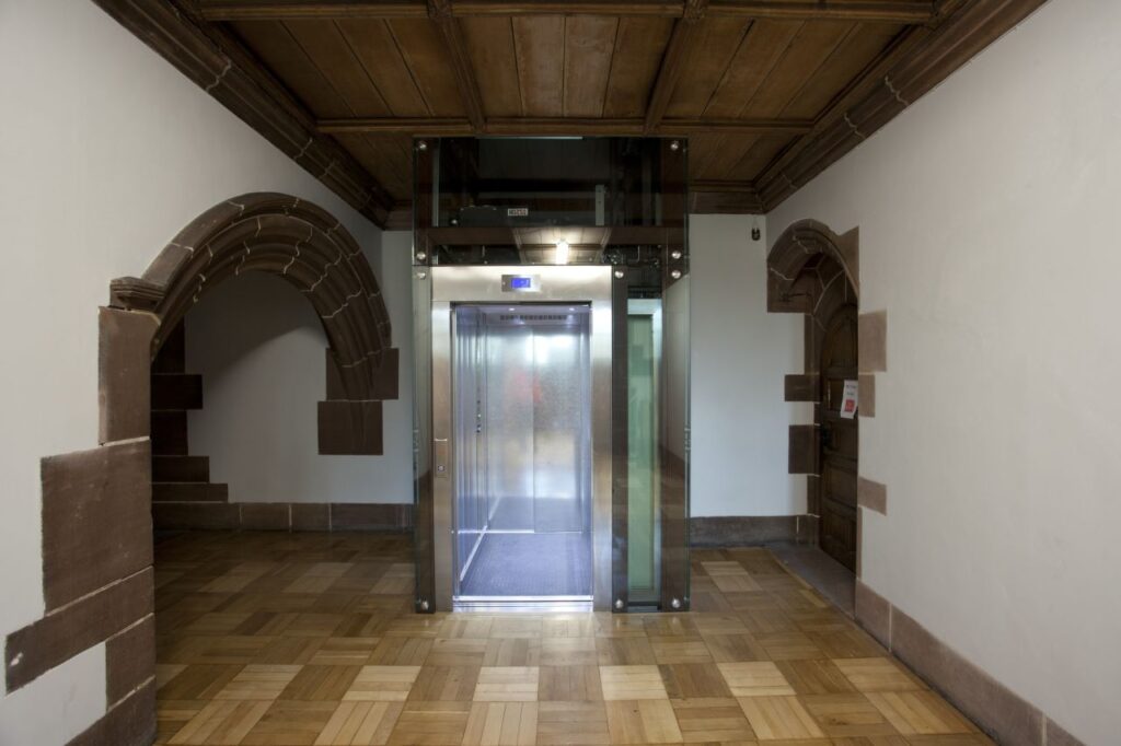 A Stannah bespoke passenger lift in all its glory.