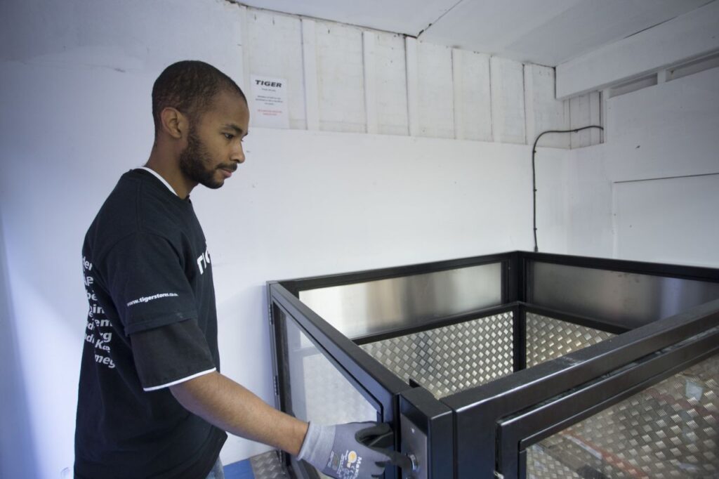 Levelmaster goods step lift in split-level Tiger storeroom