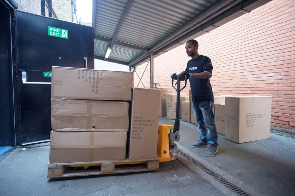 Levelmaster goods step lift in split-level Tiger storeroom