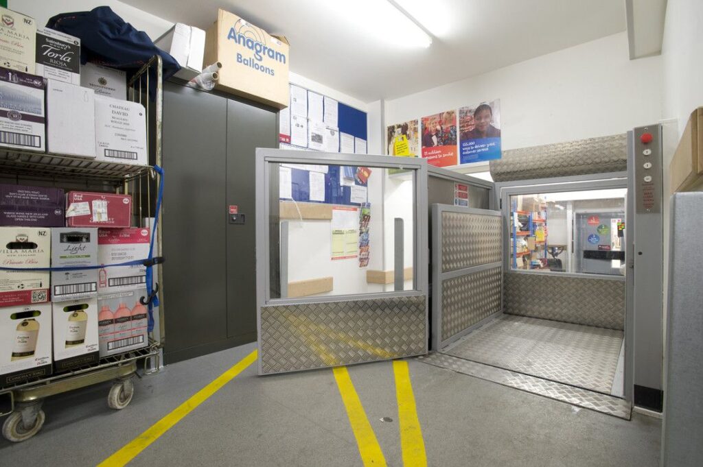 Goods lift in Sainsbury's