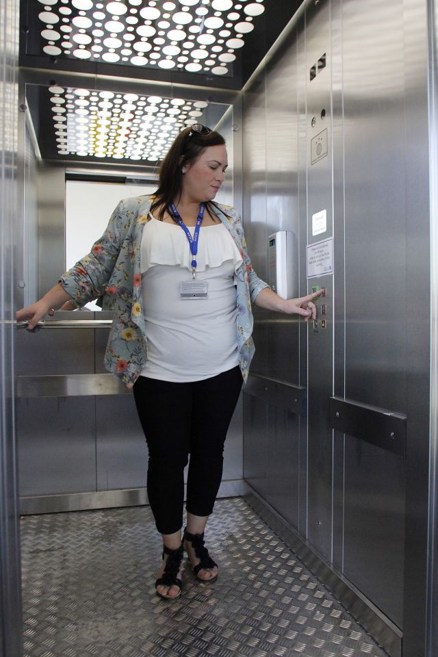 Kings Lynn Town Hall passenger lift in use