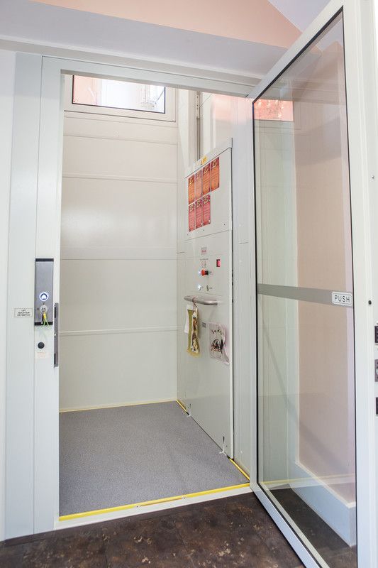 Disabled access lift in a family home, door open