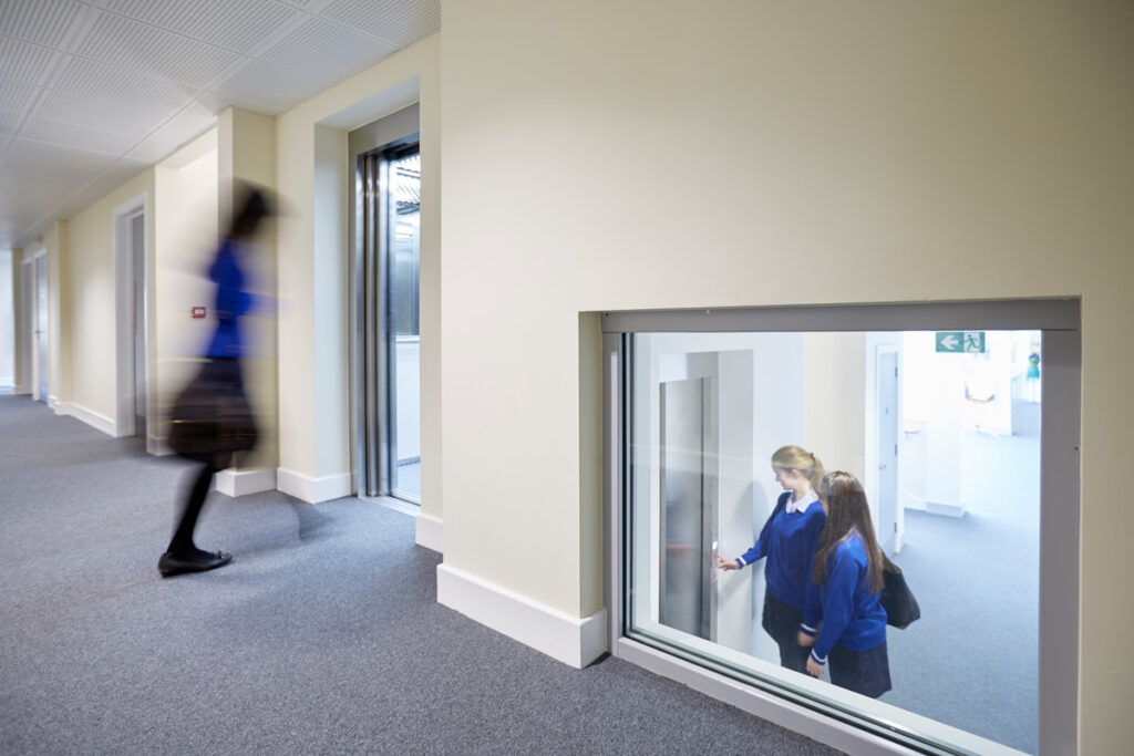 Adjacent entry passenger lift at Tormeed school.