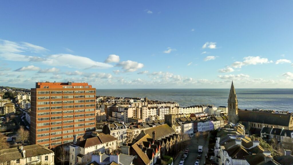 View of Ocean House luxury apartments spread across 12 floors in St Leonards
