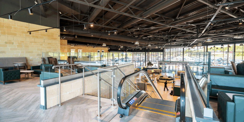 View of ground level at Welcome Break's Rotherham Service Area, Junction 33 on the M1