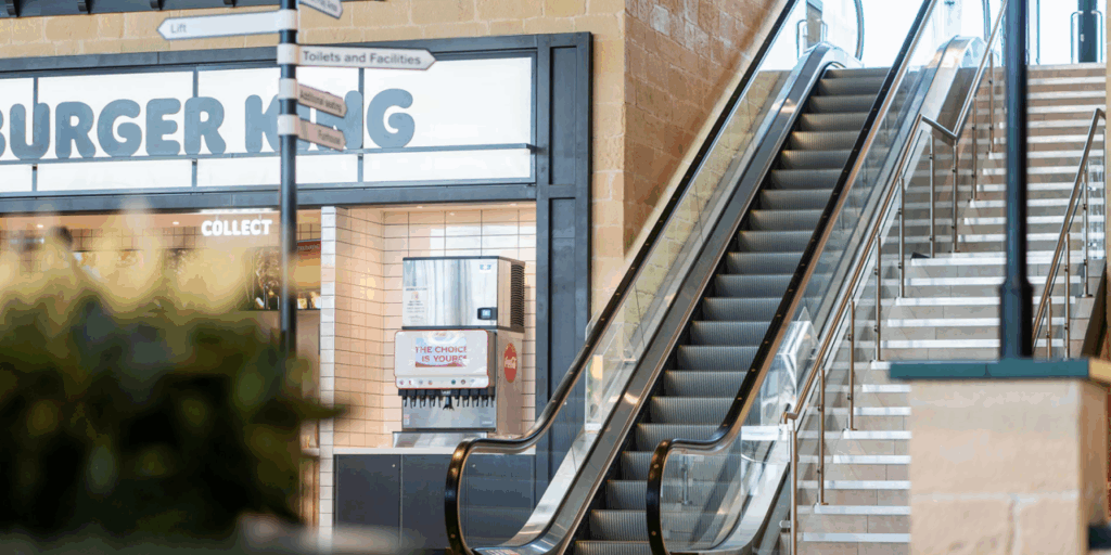 View of Stannah A2C escalator with a 30-degree angle offers a gradual transition from flat to inclined