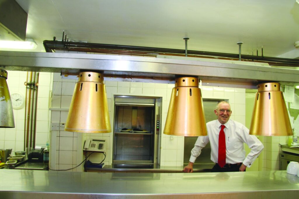 One lift travels from the cellar kitchen to the first floor...